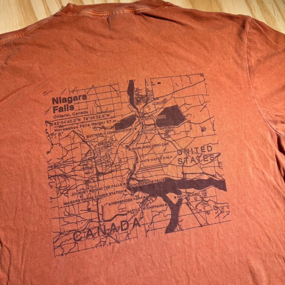 Comfort Colors Men's Niagara Falls Map Graphic Tee Terracotta Orange Size M